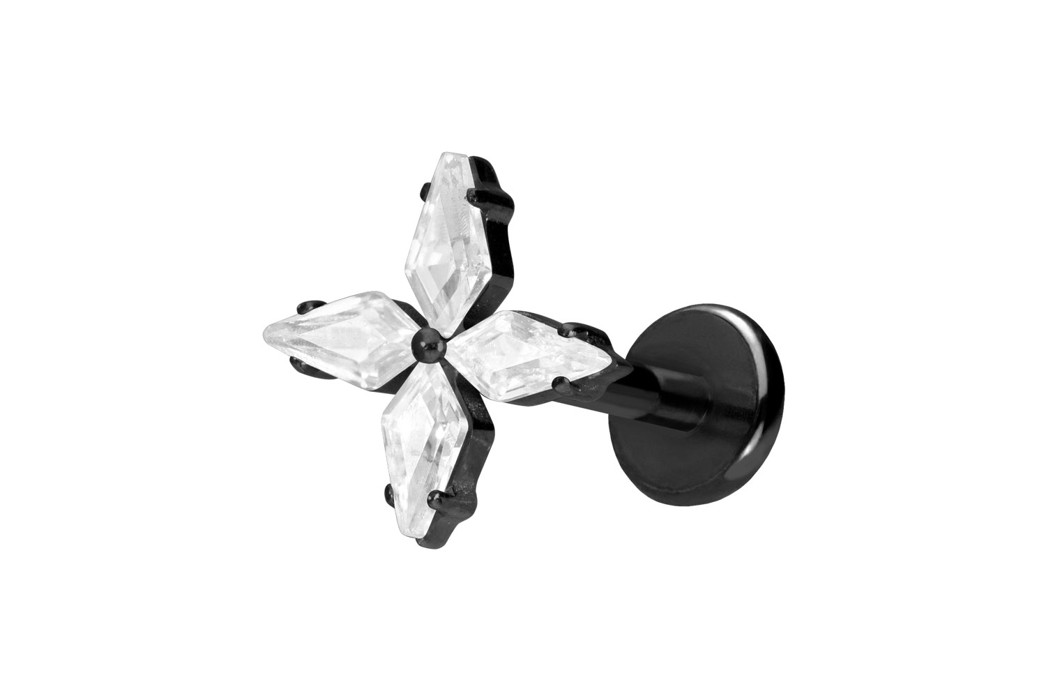 Titan Labret Piercing mit Push Fit KRISTALLSTERN